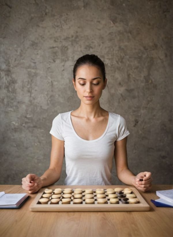 a group of people working on a big table on their laptops, headphones, water bottles